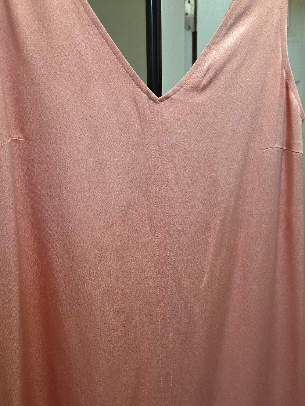NWT OUI Blush Pink Satin Slip Dress V-Neck Side Slits Midi Minimalist Luxe $335 - Picture 6 of 12